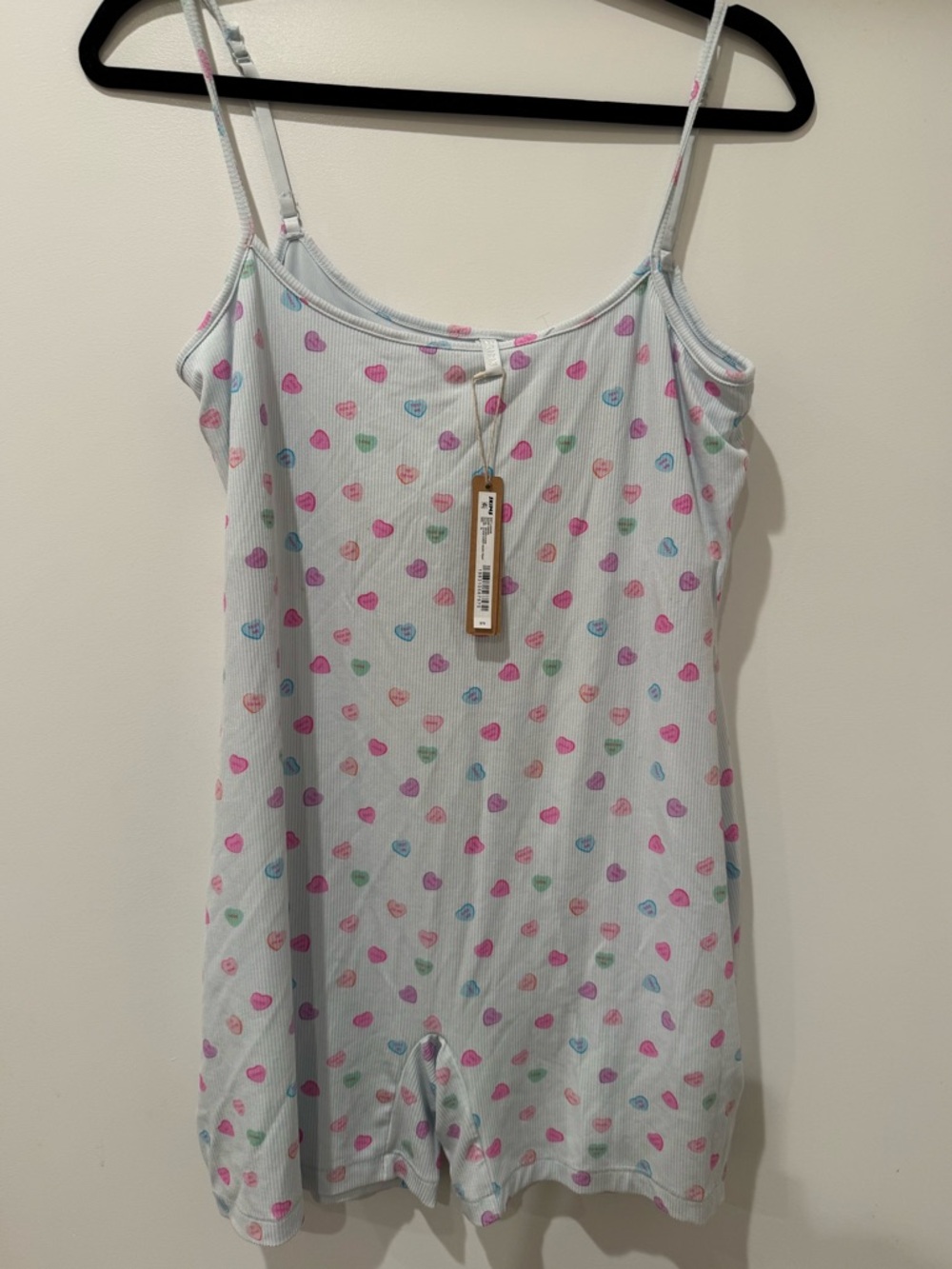 New Skims Fits Everybody Romper Cloud Candy Heart Print XLARGE NWT